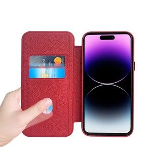 Folio iPhone 14 Pro Leather Wallet Case - Red